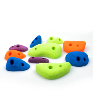 Conjunto de presas de escalada Sand Rocks: 10 agarres en cazo y regleta para desafíos emocionantes.